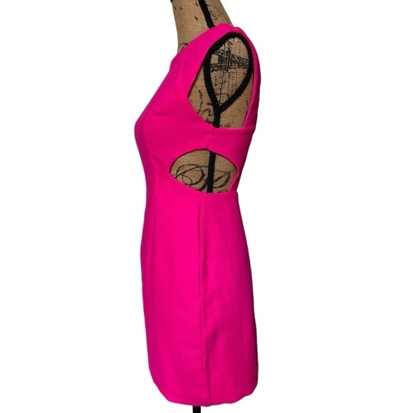 Zio New York Neon Hot Pink Cut Out Bodycon Structured Mini Dress Women’s Small - Picture 6 of 14
